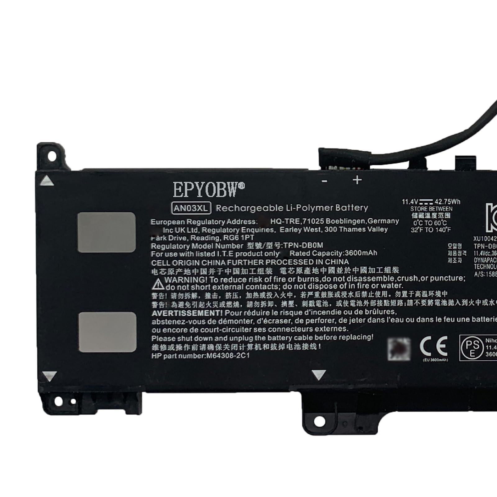 Amazon.com: EPYOBW AN03XL Laptop Battery 42.75Wh 3600mAh 11.4V